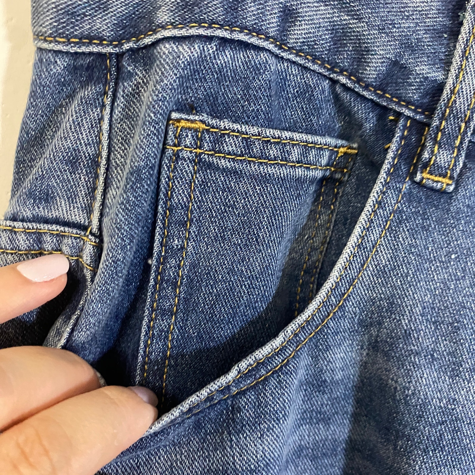 Micas Nwt Denim Asymmetrical High Waist Wide Leg Jeans Blue High Rise Sz L — image 6 of 8